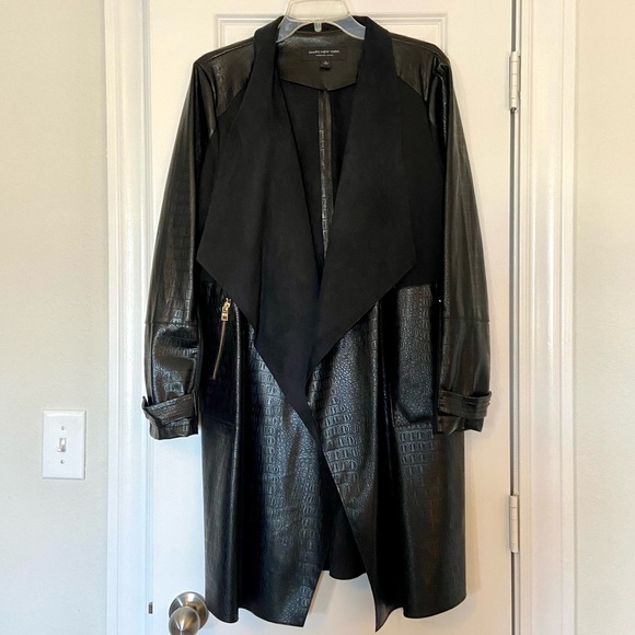 Andrew Marc Suede Leather Extra Long Jacket - Picture 1 of 7
